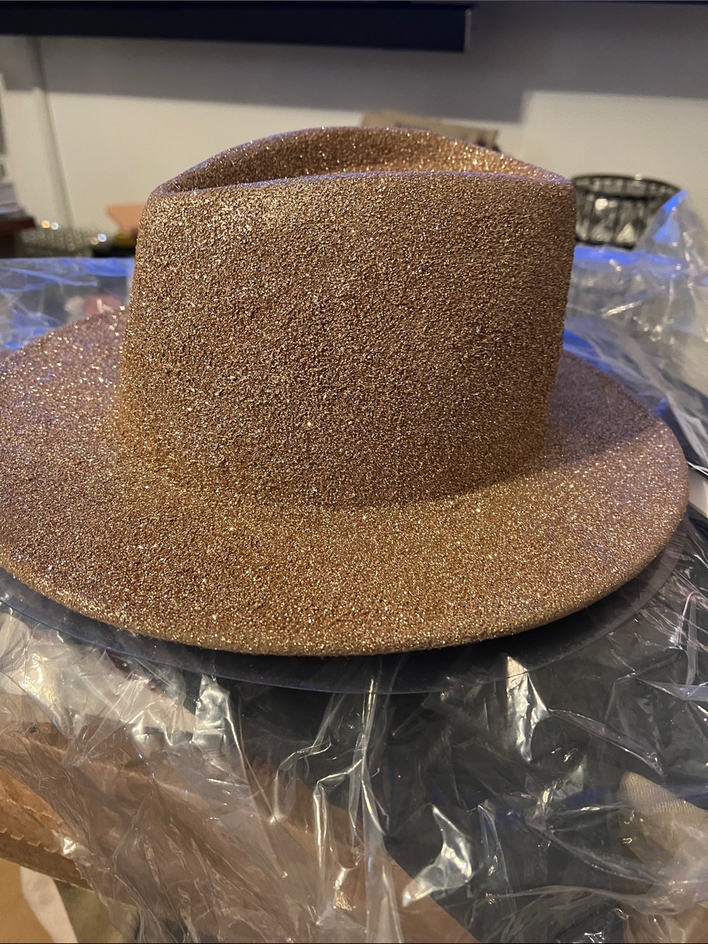 Eugenia Kim Glitter Fedora Hat - Rose Gold Sparkle